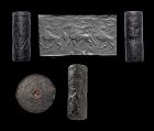 Fine large Assyrian Black serpentine cylinder seal 14th - 10th cent BC