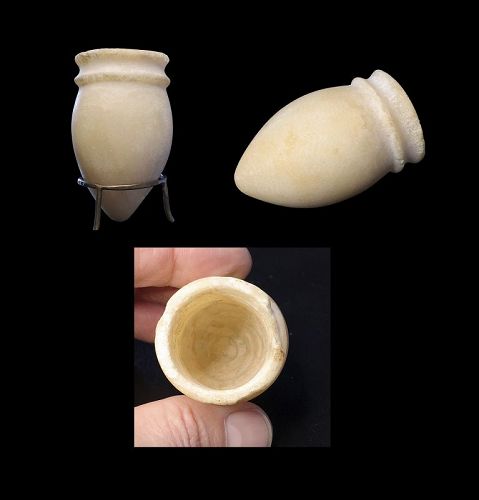 Scarce Alabaster cosmetic vessel, Egyptian, Middle-New Kingdom