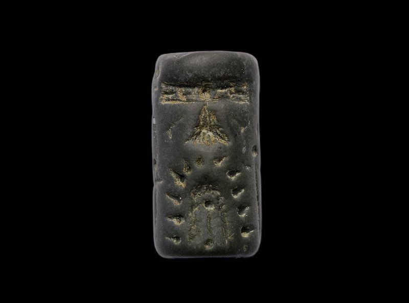 Nice Assyro-Babylonian black stone cylinder seal, 9th.-7th. cent.BC
