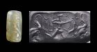 Fine style large achaemenid calchedony cylinder seal, 550-331 BC