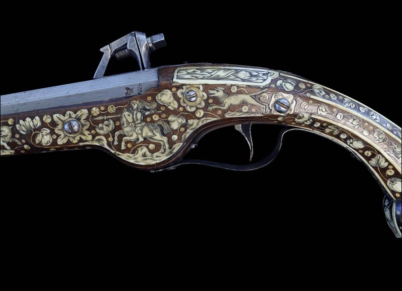Pair of Museum Quality 16th.cent  wheel-lock pistols w Coat of Arms