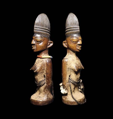 Pair of exquisite Yoruba wooden Twins, Nigeria,19th. cent