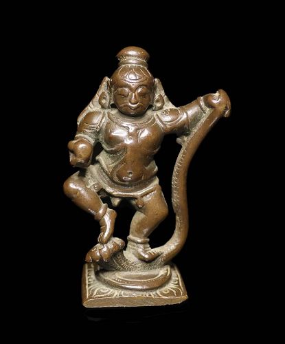 Early South Indian cast bronze figure of Krishna dancing, 17th. c