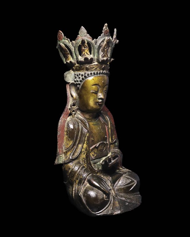 Large Gilt Chinese bronze figure of Buddha, Ming Dynasty 15th.-16th. c