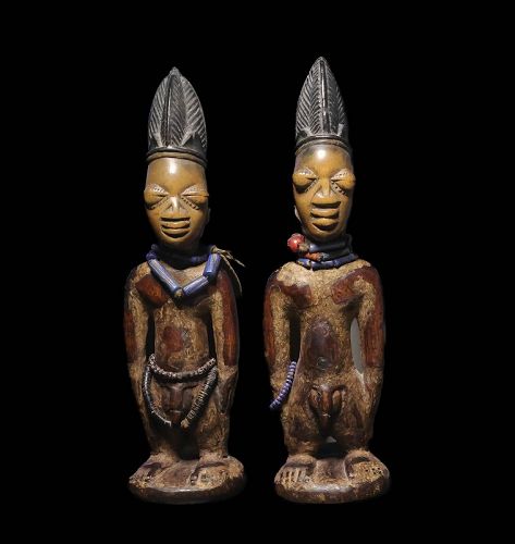 High quality pair of Yoruba Ibeji twin figures, Nigeria, 19th. cent