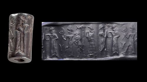 High quality Old babylonian hemaetite cylinder seal,  21th.-19th. cent