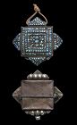 Antique Tibetan Gau prayer Box with gemstones, 19th. cent