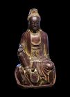 Beautiful Gilt and laquered wooden figure of Guanyin, Ming Dynasty