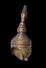 Huge Tibetan ceremonial lama gilt copper crown, 19th/20th. cent