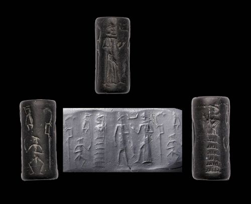 Large Babylonian Hematite cylinder seal c. 18th-16th. cent. BC