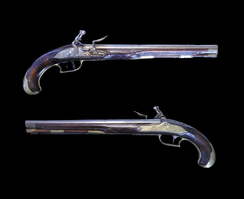 Pair of Italian cavalry flintlock pistols by Lazaro Lazarino c.18th. c
