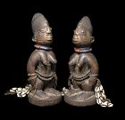 Very early wooden Yoruba Ibeji twin figures, Nigeria, Ibadan