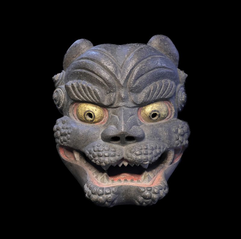 Rare Japanese Demon stone mask of granite, c. 16th.-17th. cent.