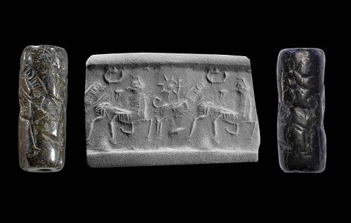 Fine quality Assyrian stone cylinder seal, later 2nd. mill. BC