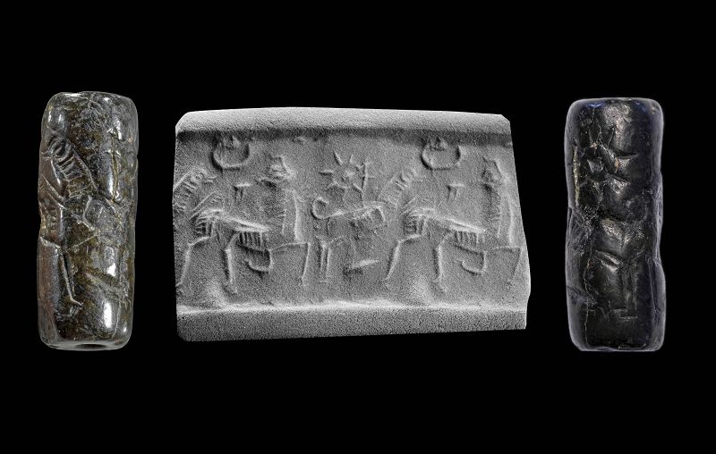 Fine quality Assyrian stone cylinder seal, later 2nd. mill. BC