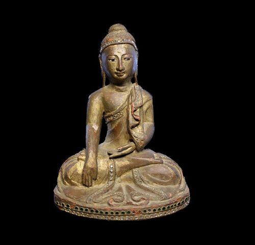 Gilt seated figure of Buddha Burmese, 19th. century AD