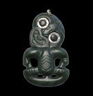 High quality authentic 'Hei Tiki' jadeite pendant, Maori, 19th. cent.