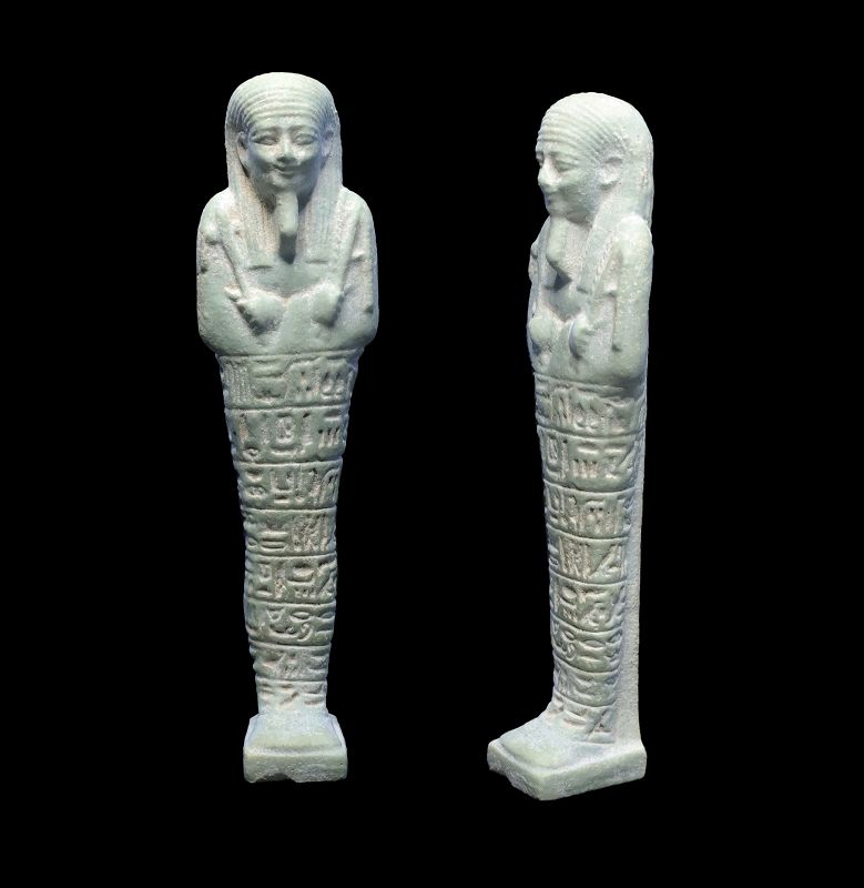 Fine quality inscribed Egyptian torquise Faience Ushabti, Late Period