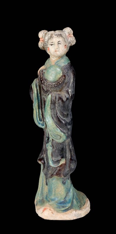 Tomb pottery female attendant, Chinese Late Ming dynasty, 1550-1600 AD