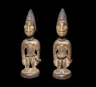 Large wooden Yoruba Ibeji twin figures, Nigeria, 19th./20th. cent.