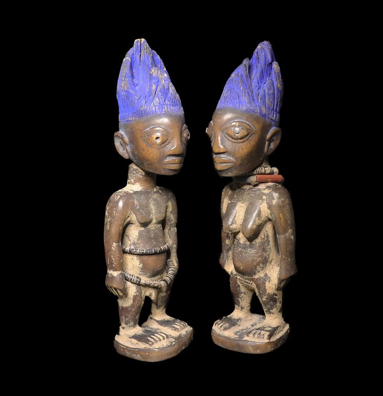 High quality wooden Yoruba Ibeji twin figures, Nigeria, 19th. cent.