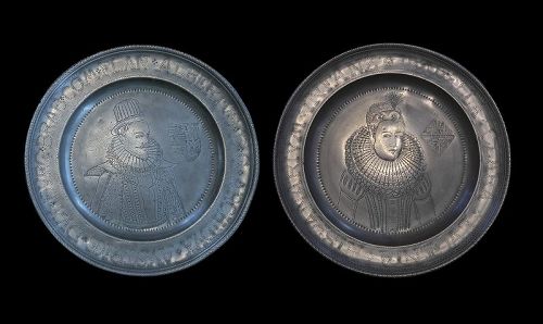 Set of Habsburg pewter dishes for Albert & Isabella, 17th. century