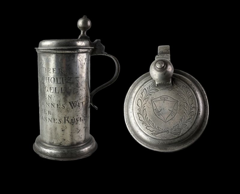 Large 18th. cent. German Guild pewter Tankard - dated 1751!