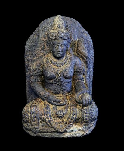 Seated stone Figure of a female Bodhisattva, Java, 9th-10th. cent.