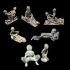 Coll. of 7 old India Erotic bronze figural groups, 19th-20th. cent.