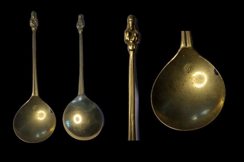 Superb European Gilt Laten figural top spoon, English c. 1630