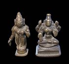 Two Early South Indian Hindu bronze figures, Vishnu and female deity