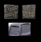 Interesting bifacial stamp seal, North-Mesopotamian, 4th. mill. BC