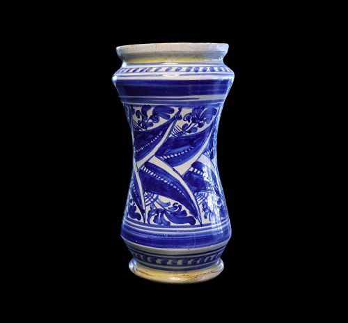 Attractive Italian or Spanish Alberello faience vase, 17th.-18th. c.