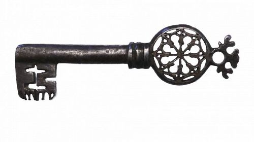 Elaborate Venetian renaissance openwork Iron key, c. 15th. cent.