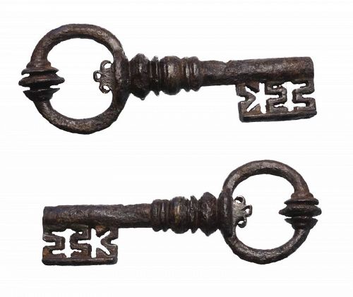 Rare European 16th. century iron key from box or cabinet
