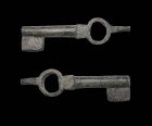 Superb Roman / Byzantine bronze chest key, c. 6th.-9th. cent. AD.