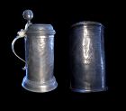 Early decorated German pewter beer tankard or stein, dated 1708!