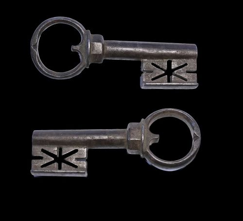 Massive reenforced iron strong box key, Gothic c. 1550 AD