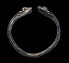 Nice solid silver ancient bracelet with stag terminals achaemenid
