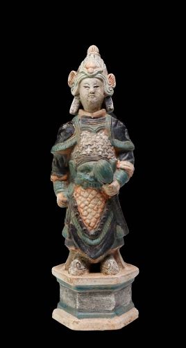 High quality Ming Dynasty pottery figure of a warrior - c. 39 cm!