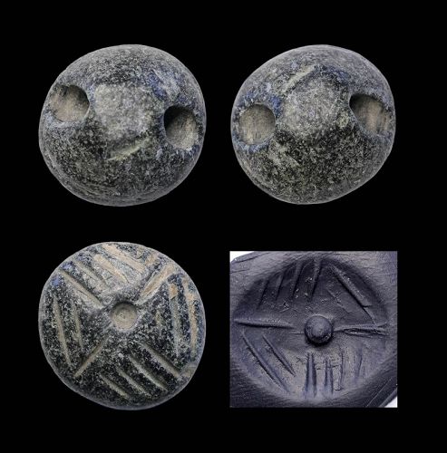 Mesopotamian stone stamp seal, Iconic Ubaid period 4th.-3rd. mill. BC.