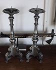 High quality pair of large European pricket candlesticks, dated 1686!