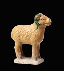 Finely glazed tomb pottery model of a Sheep, Chinese Ming Dynasty