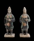 Choice pair of armed Ming Dynasty Pottery Soldiers, 1368-1644