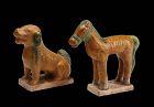 A fine pair of Tomb pottery Figures of a dog & horse Ming Dynasty