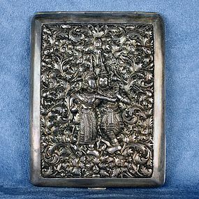 Vintage Siam Sterling Silver Cigarette Case with Lovers Dancers