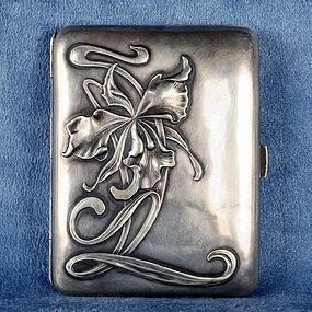 Portuguese Silver Art Deco Cigarette Case Marked Javali II