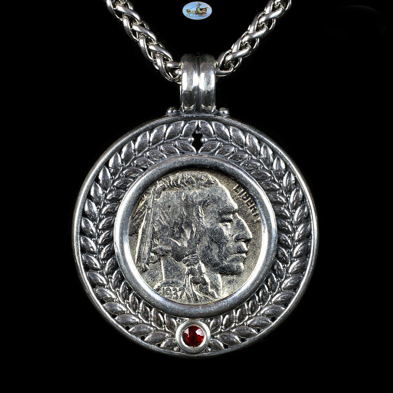 1937 Buffalo Nickel Pendant on a 28" .925 Sterling Silver Chain 