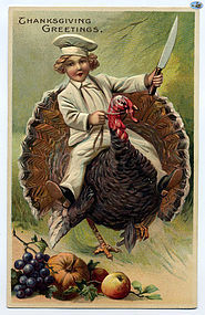 Antique Embossed 'Thanksgiving' Greeting Postcard - Circa 1900