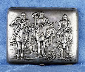 Russian Silver 190 Cigarette Case with Soldiers on Horses - Early 1900